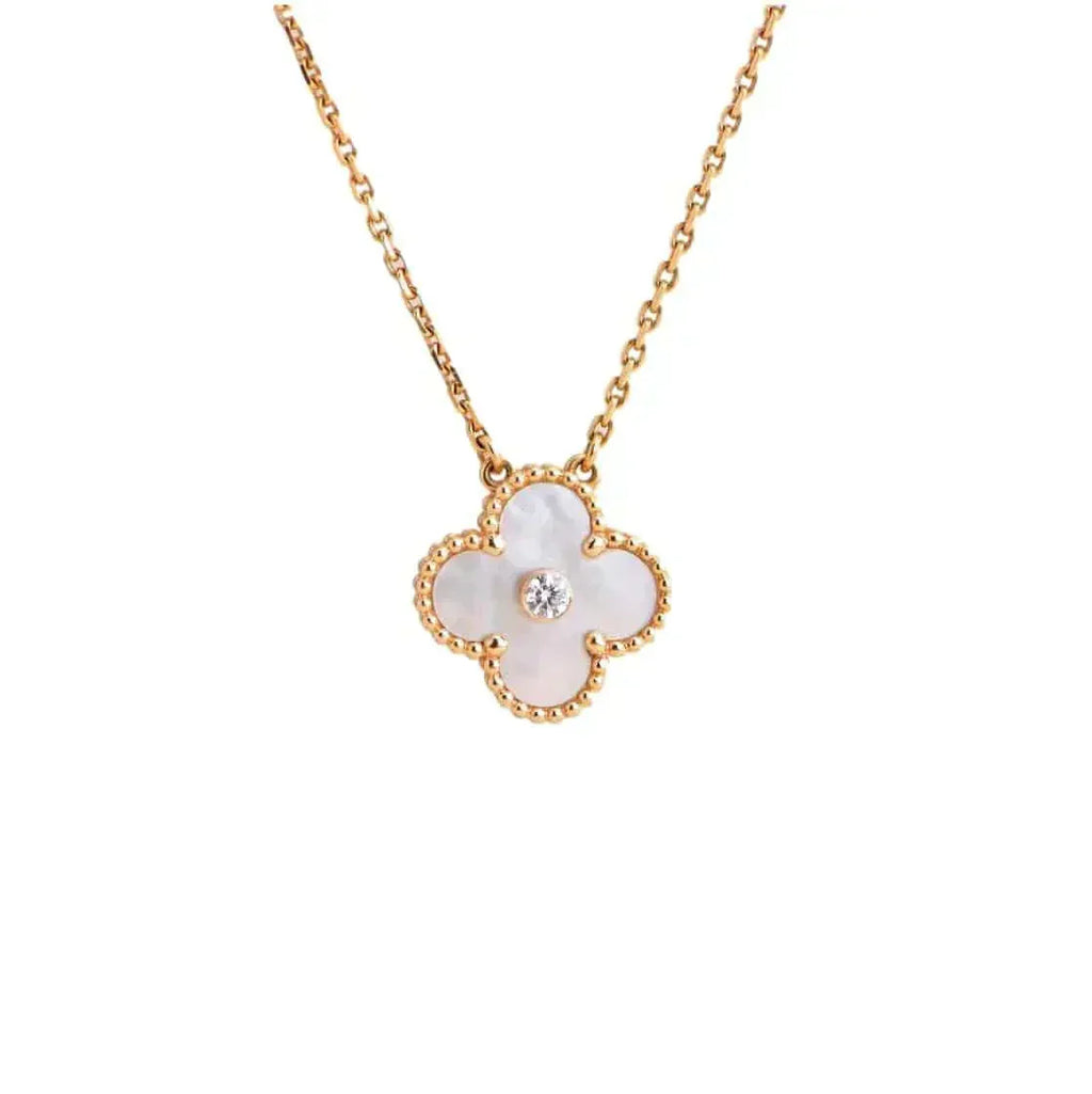 Loco CLOVER 15MM DIAMOND WHITE FRITILLARIA NECKLACE