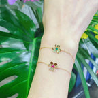 Loco FRIVOLE GOLD FLOWER PINK MALACHITE BRACELET