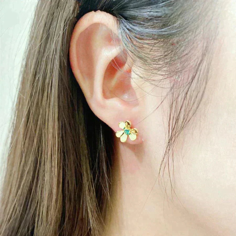 Loco FRIVOLE  FLOWER MALACHITE EARRINGS
