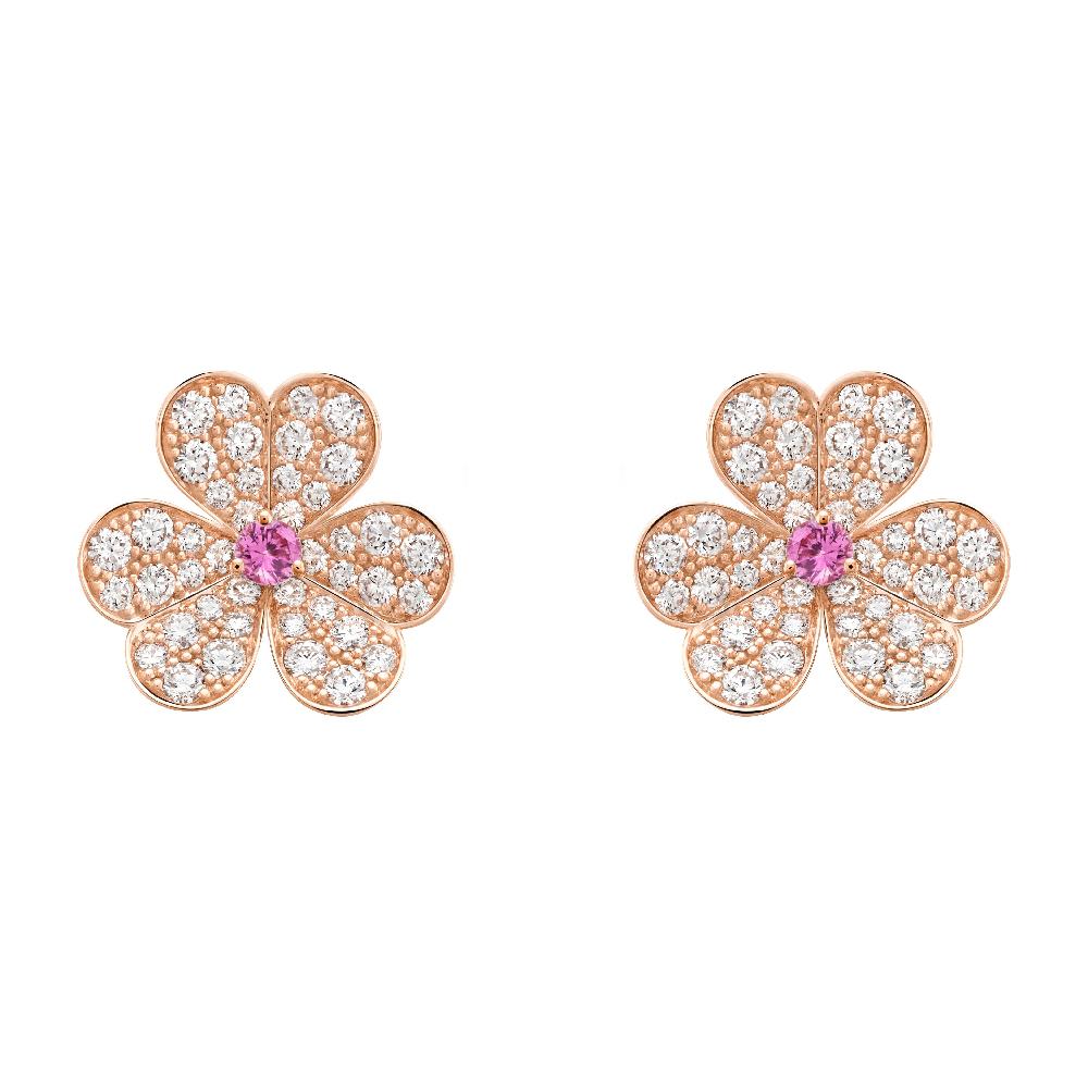 Loco FRIVOLE PINK GOLD FLOWER DIAMOND EARRINGS