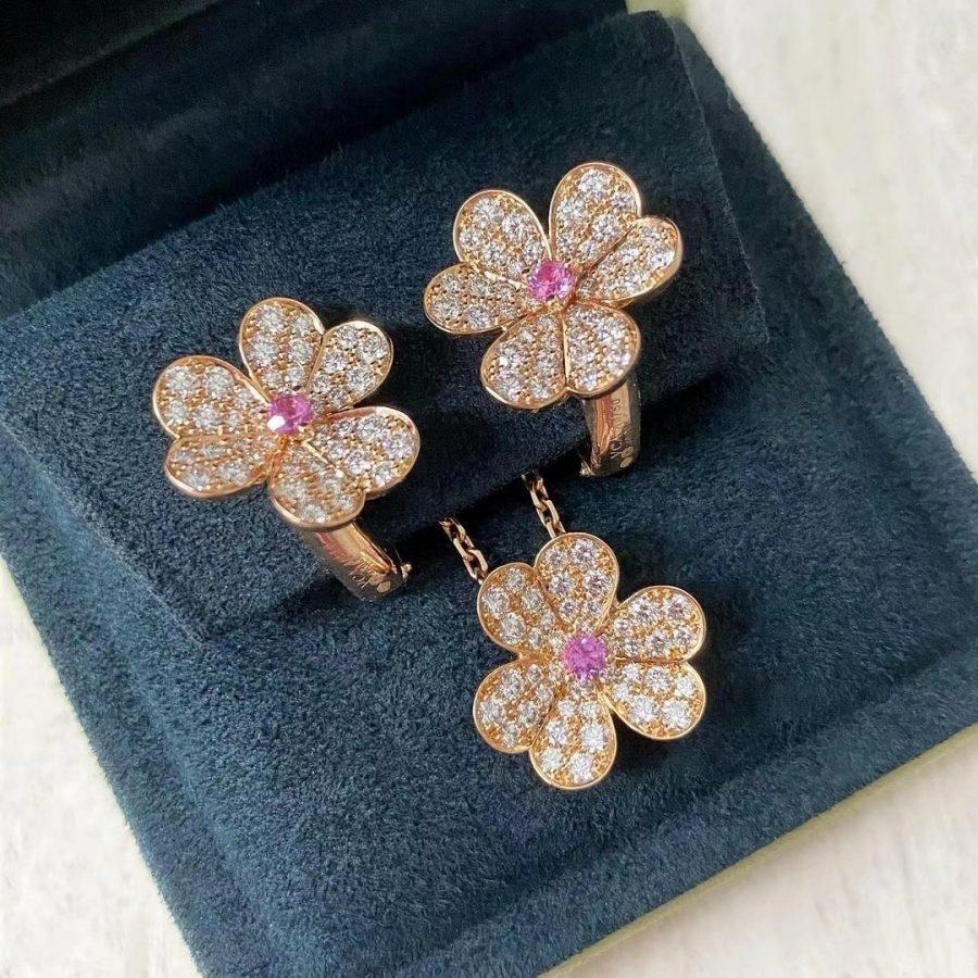 Loco FRIVOLE PINK GOLD FLOWER DIAMOND EARRINGS