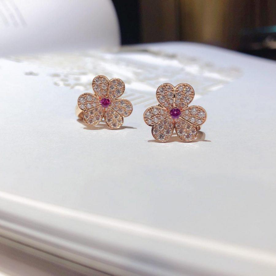 Loco FRIVOLE PINK GOLD FLOWER DIAMOND EARRINGS