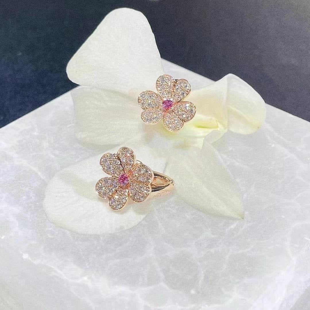 Loco FRIVOLE PINK GOLD FLOWER DIAMOND EARRINGS