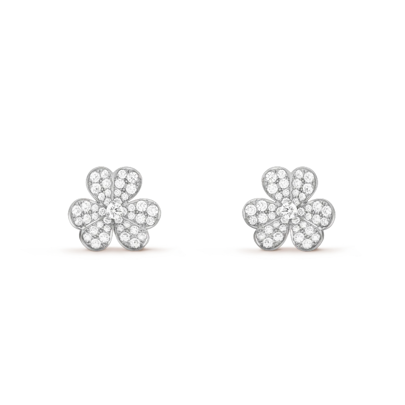 Loco FRIVOLE SILVER FLOWER DIAMOND EARRINGS