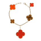 Loco CLOVER BRACELET 5 MOTIFS CARNELIAN TIGER EYE