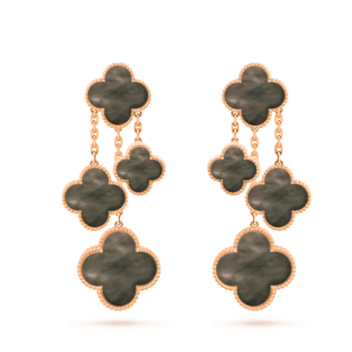 Loco CLOVER EARRINGS DARK MOP 4 MOTIFS ROSE GOLD