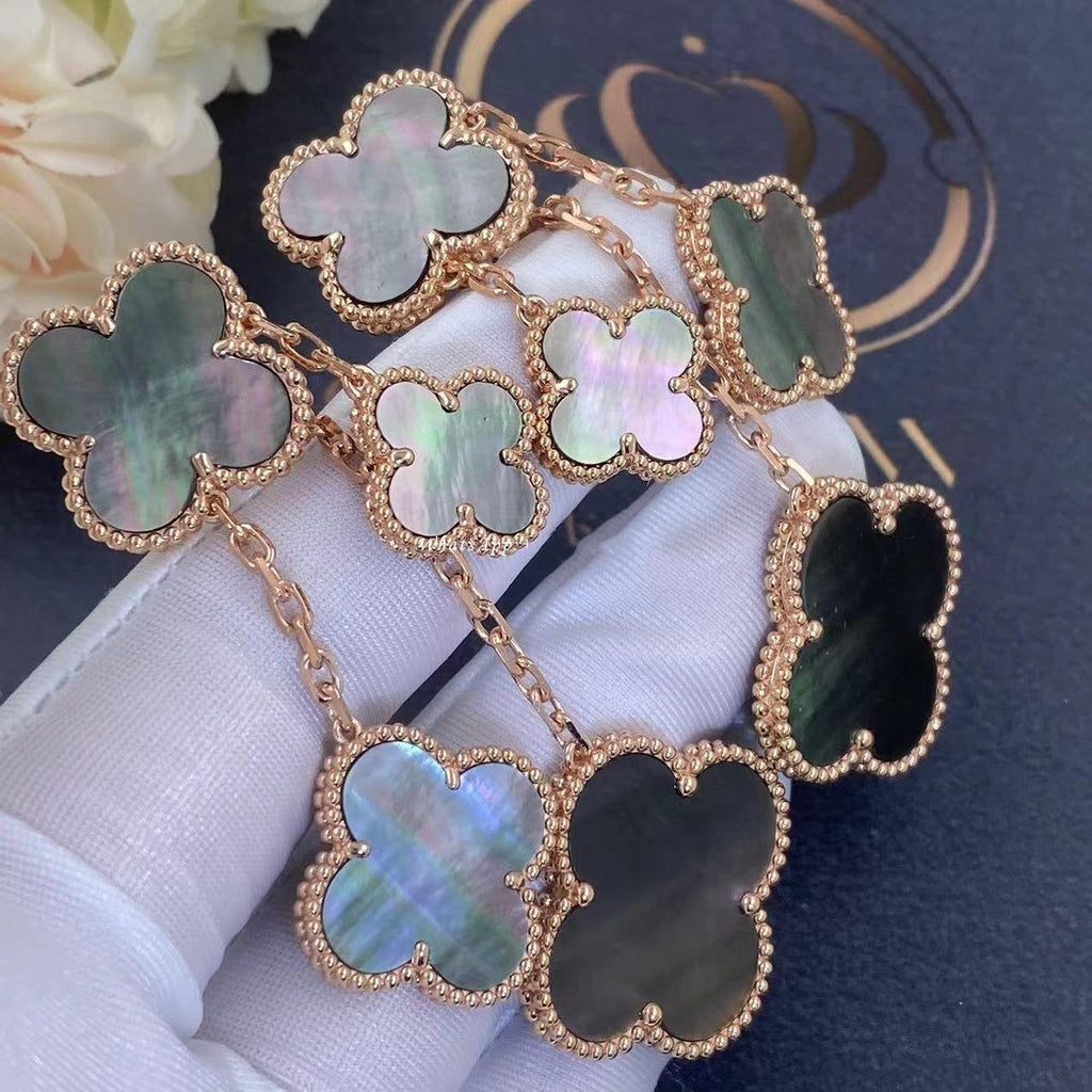 Loco CLOVER EARRINGS DARK MOP 4 MOTIFS ROSE GOLD