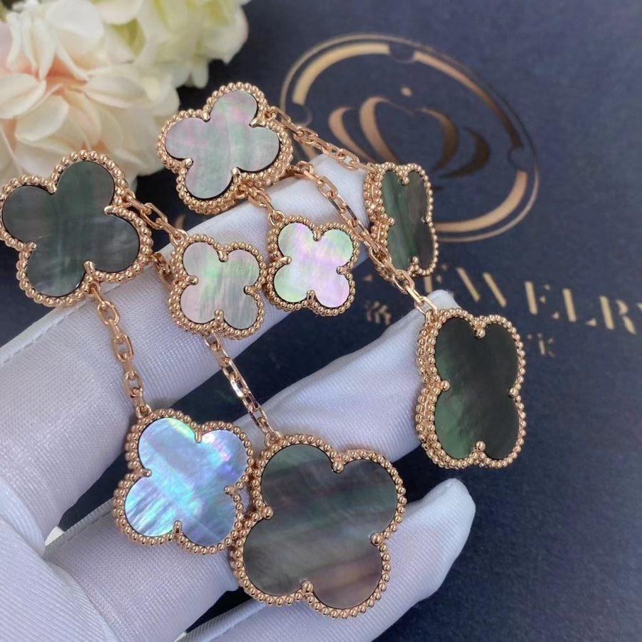 Loco CLOVER EARRINGS DARK MOP 4 MOTIFS ROSE GOLD