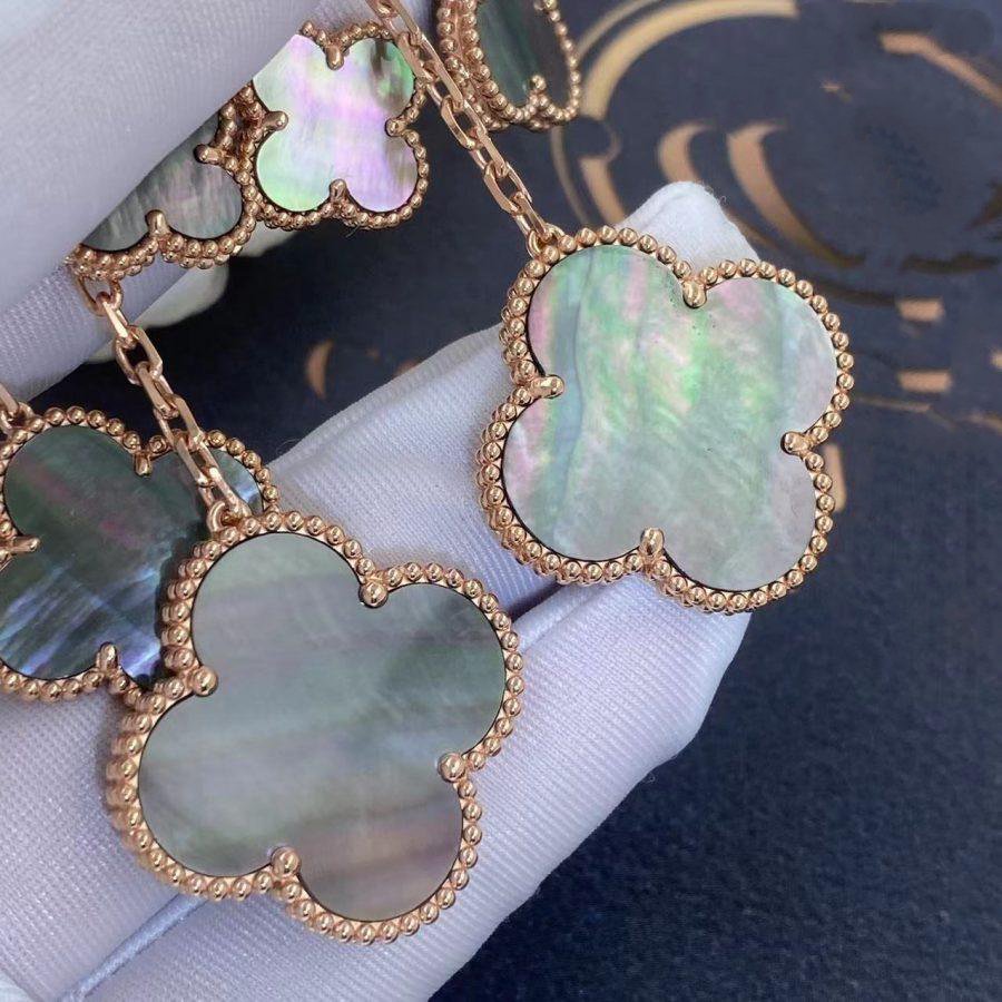 Loco CLOVER EARRINGS DARK MOP 4 MOTIFS ROSE GOLD