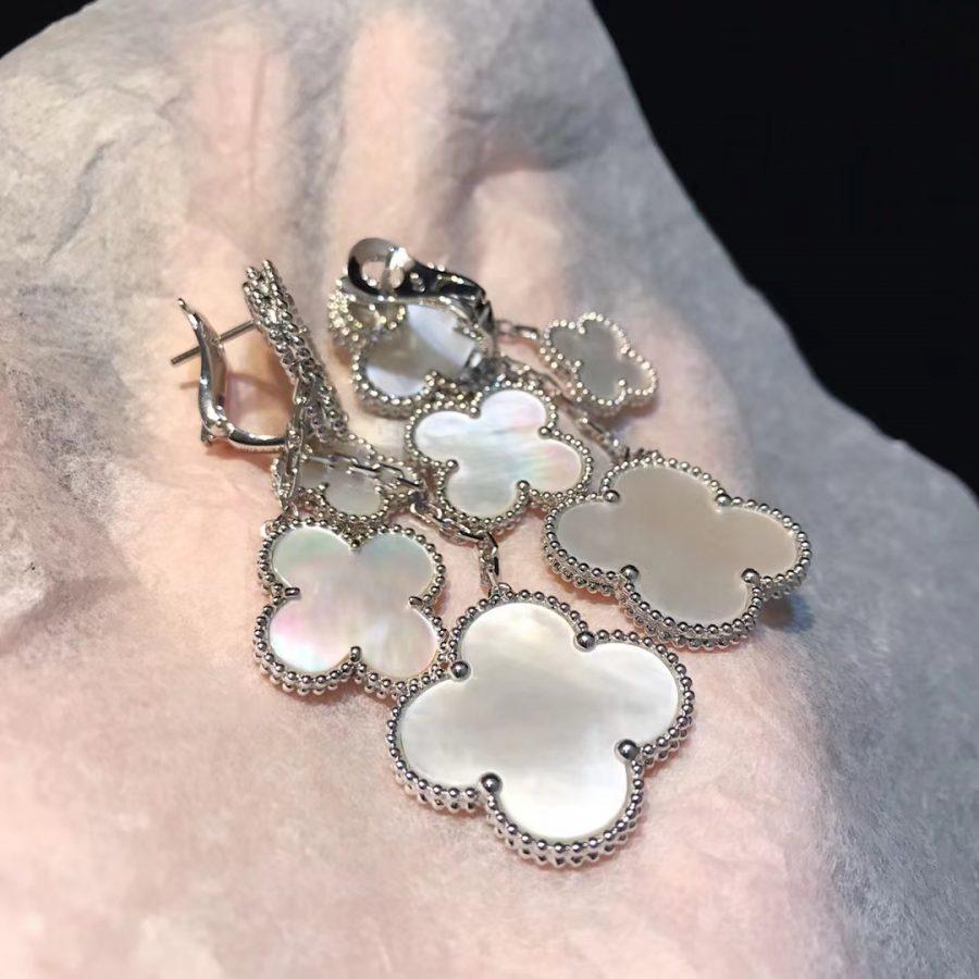 Loco CLOVER EARRINGS WHITE MOP 4 MOTIFS SILVER