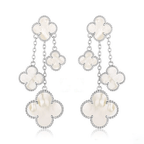 Loco CLOVER EARRINGS WHITE MOP 4 MOTIFS SILVER