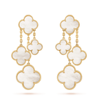 Loco CLOVER EARRINGS WHITE MOP 4 MOTIFS GOLD