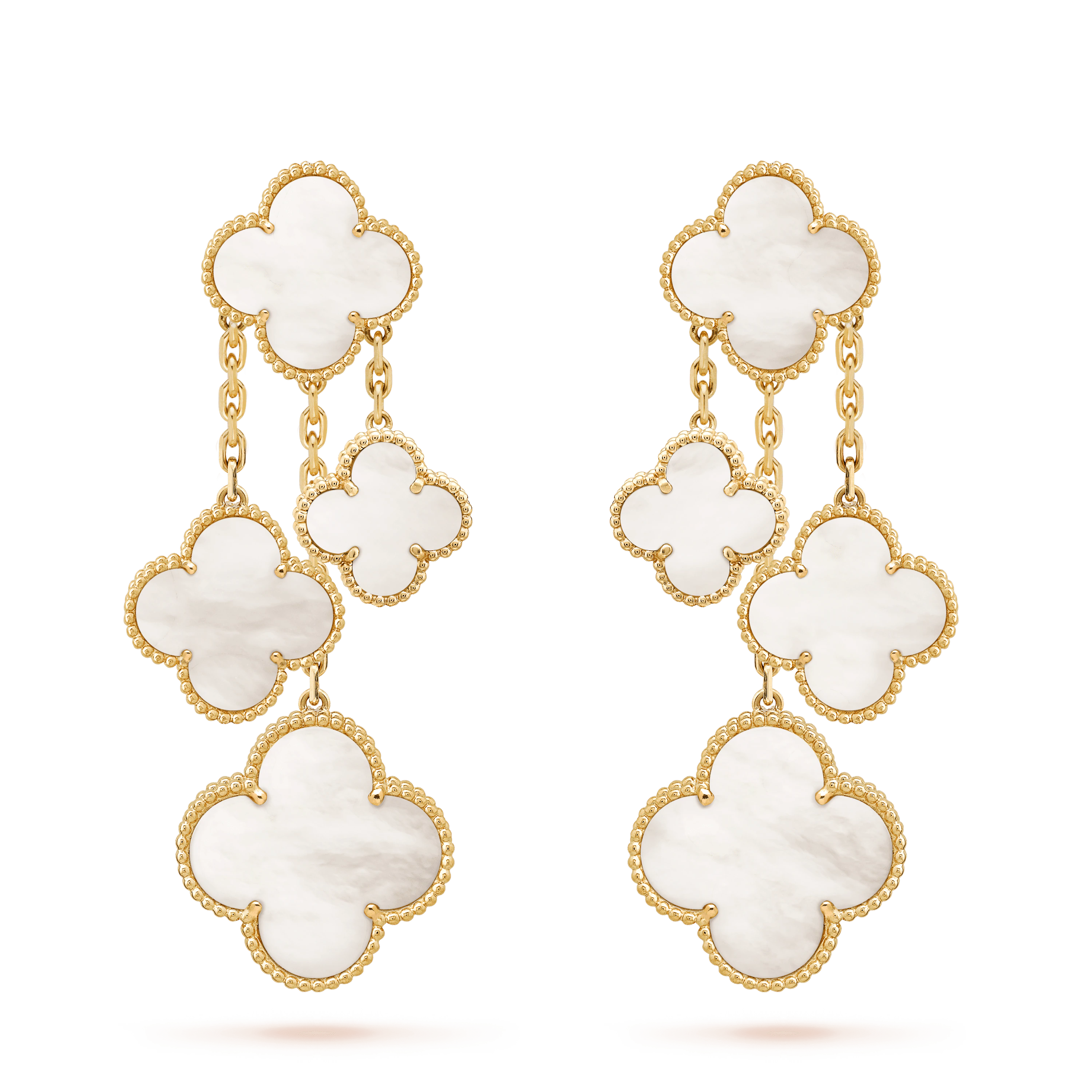 Loco CLOVER EARRINGS WHITE MOP 4 MOTIFS GOLD