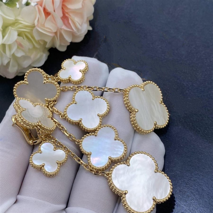 Loco CLOVER EARRINGS WHITE MOP 4 MOTIFS GOLD