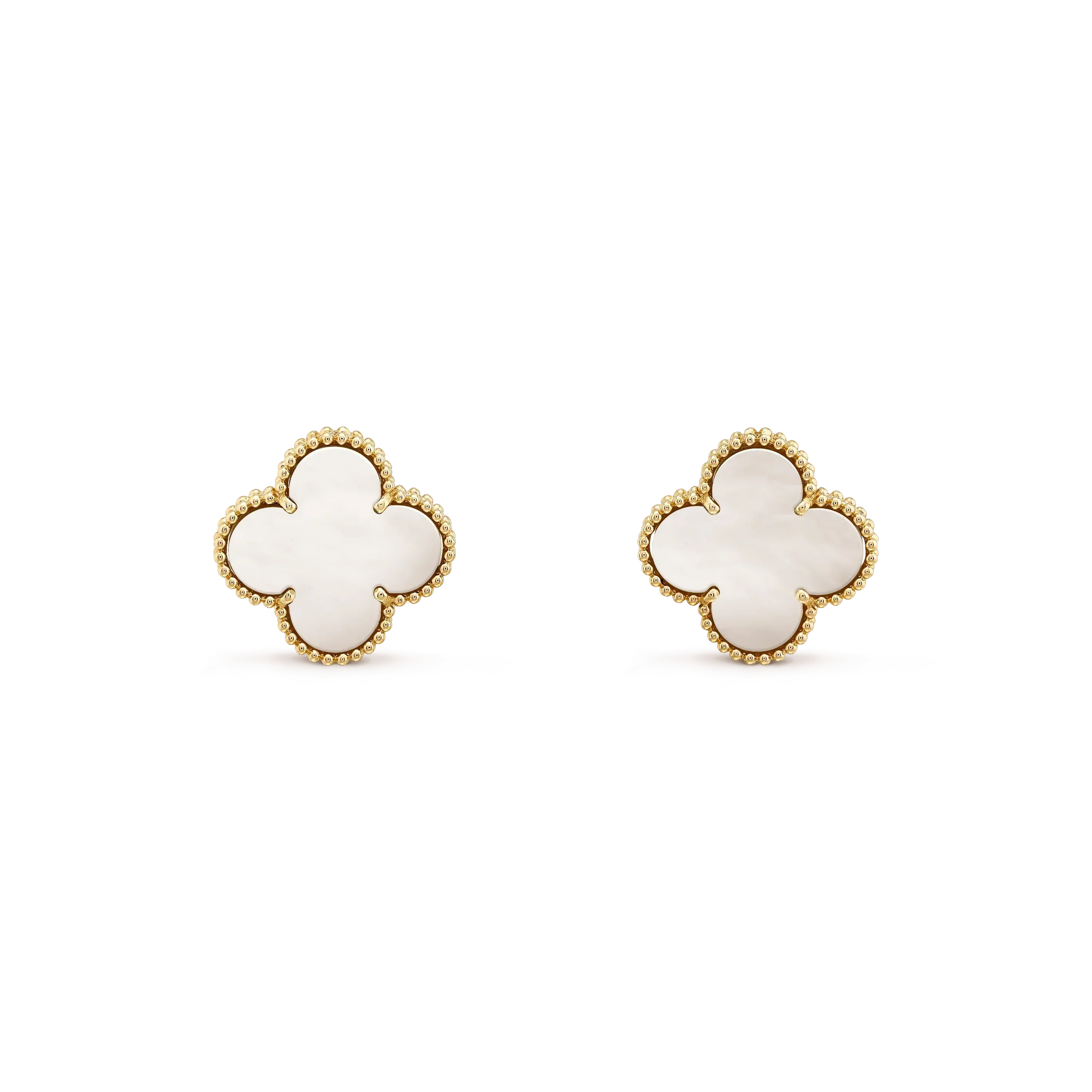 Loco CLOVER MEDIUM 1 MOTIFS  WHITE MOP STUD EARRINGS