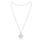 Loco CLOVER SILVER CHALCEDONY BIG CLOVER NECKLACE
