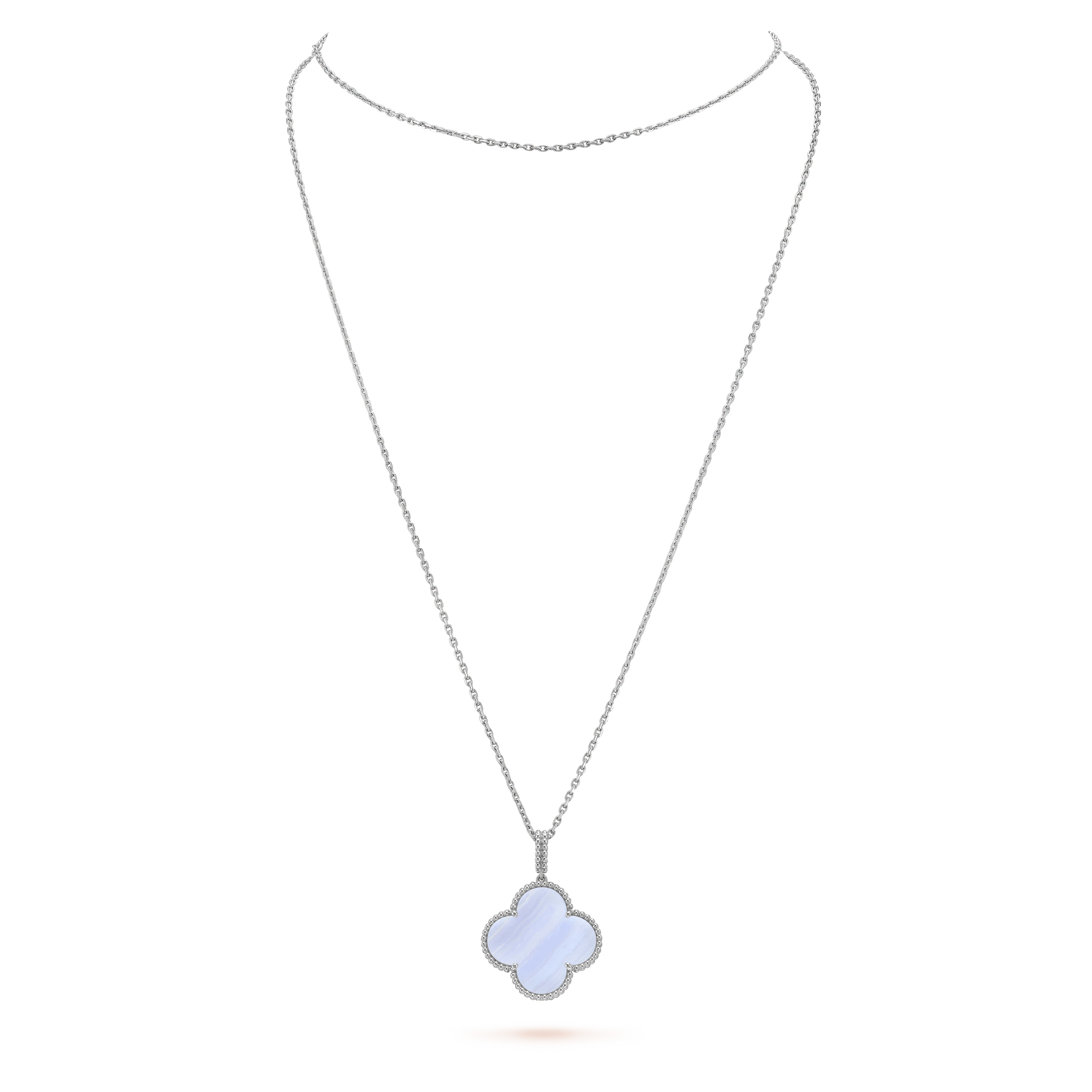 Loco CLOVER SILVER CHALCEDONY BIG CLOVER NECKLACE