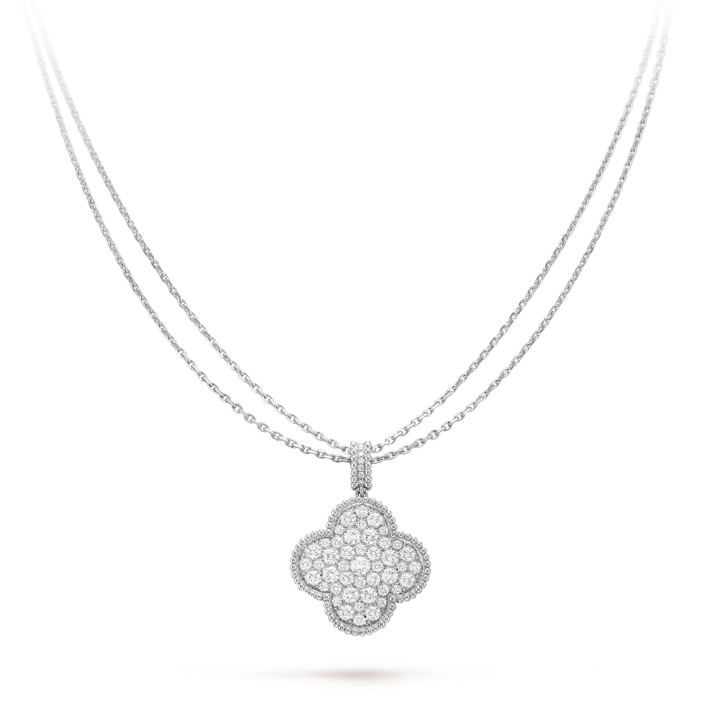 Loco CLOVER 25MM SILVER FULL DIAMOND BIG CLOVER NECKLACE