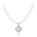 Loco CLOVER 25MM SILVER FULL DIAMOND BIG CLOVER NECKLACE