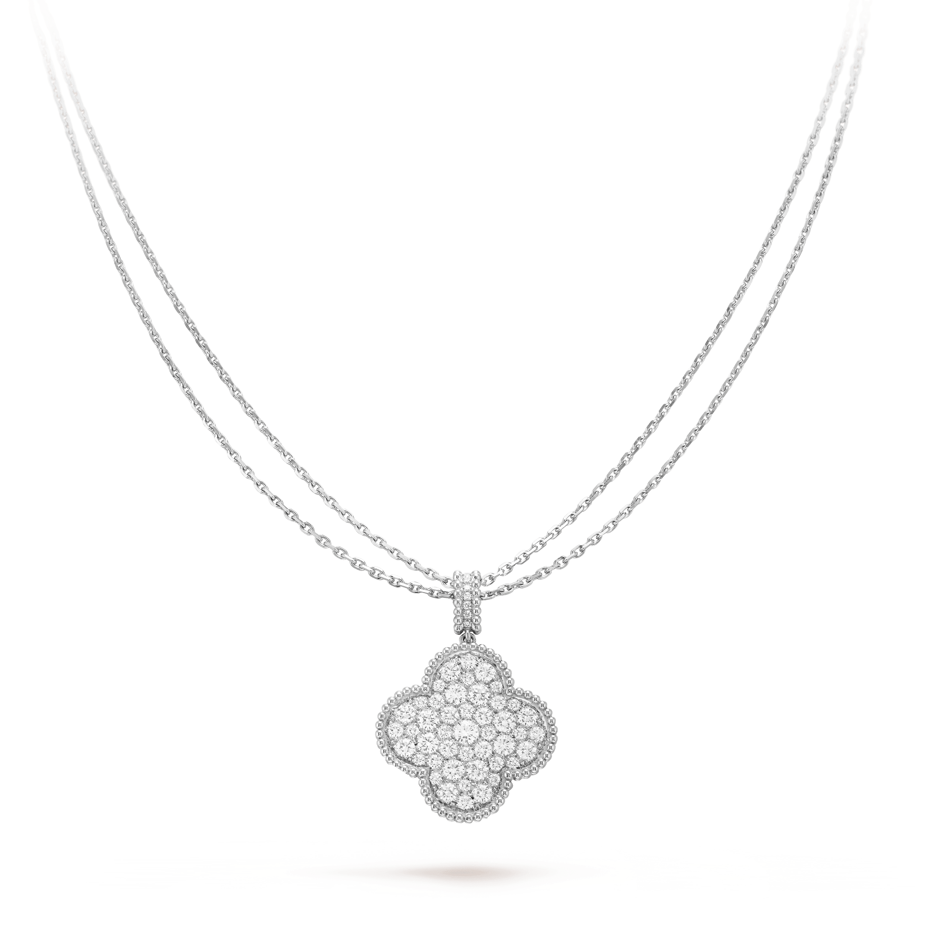 Loco CLOVER 25MM SILVER FULL DIAMOND BIG CLOVER NECKLACE