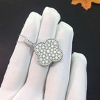 Loco CLOVER 25MM SILVER FULL DIAMOND BIG CLOVER NECKLACE