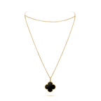 Loco CLOVER 25MM GOLD ONYX BIG CLOVER NECKLACE