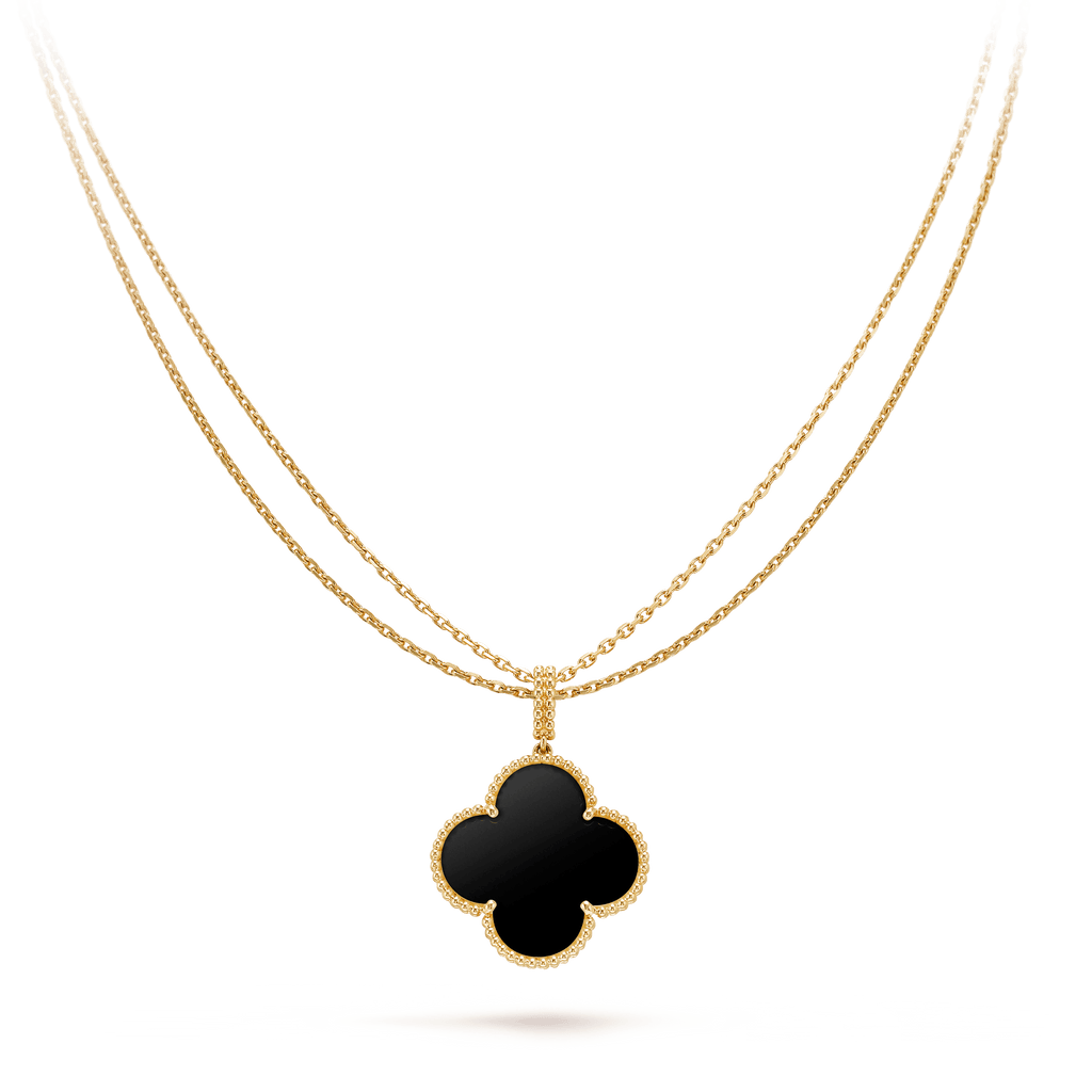 Loco CLOVER 25MM GOLD ONYX BIG CLOVER NECKLACE