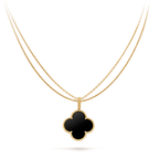 Loco CLOVER 25MM GOLD ONYX BIG CLOVER NECKLACE