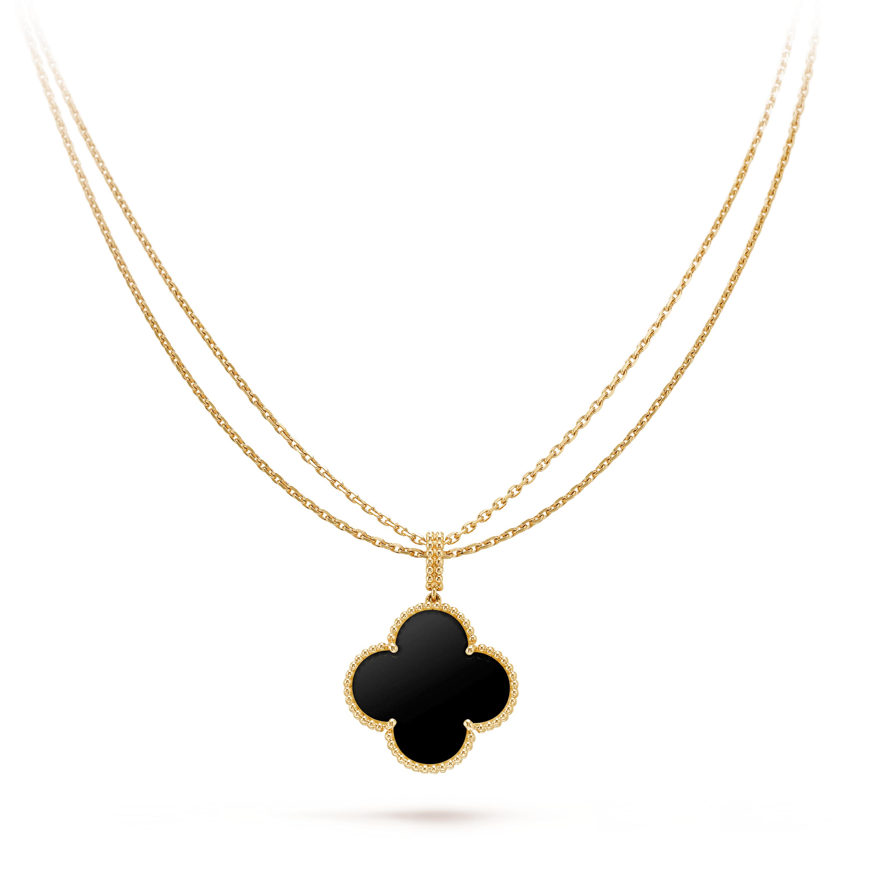 Loco CLOVER 25MM GOLD ONYX BIG CLOVER NECKLACE