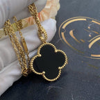 Loco CLOVER 25MM GOLD ONYX BIG CLOVER NECKLACE