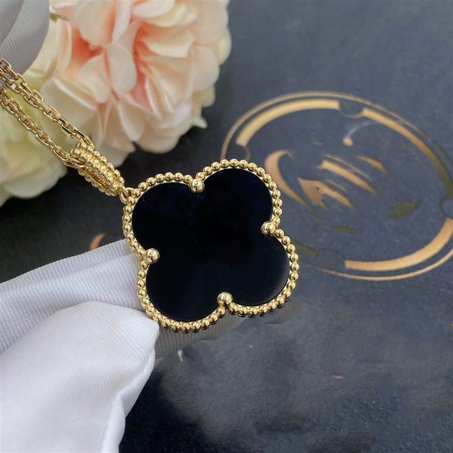 Loco CLOVER 25MM GOLD ONYX BIG CLOVER NECKLACE