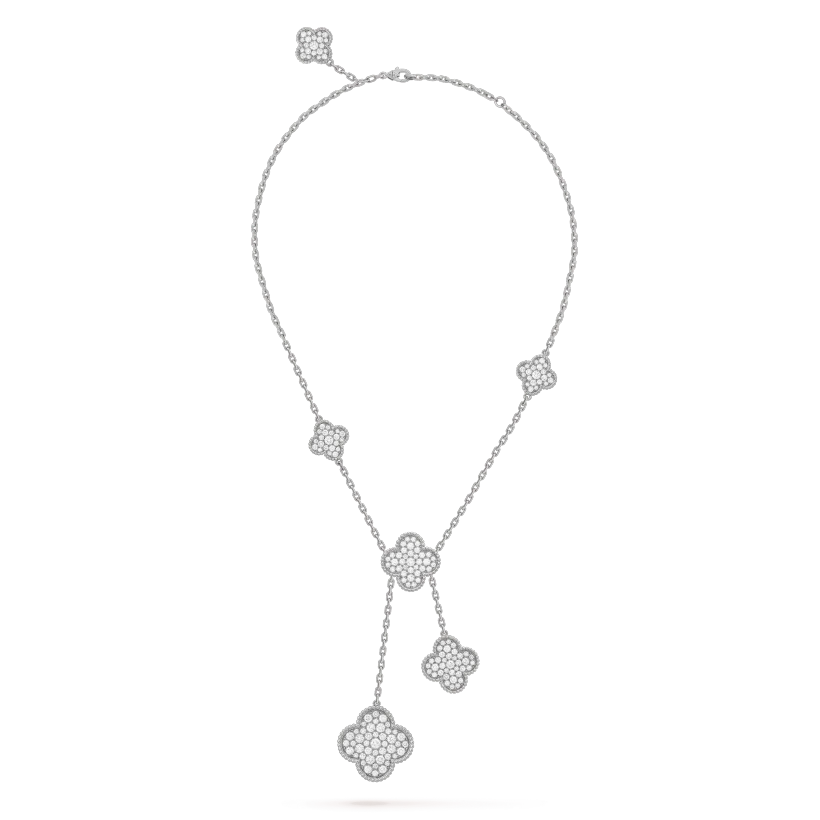 Loco CLOVER 5 MOTIFS SILVER DIAMONDS NECKLACE