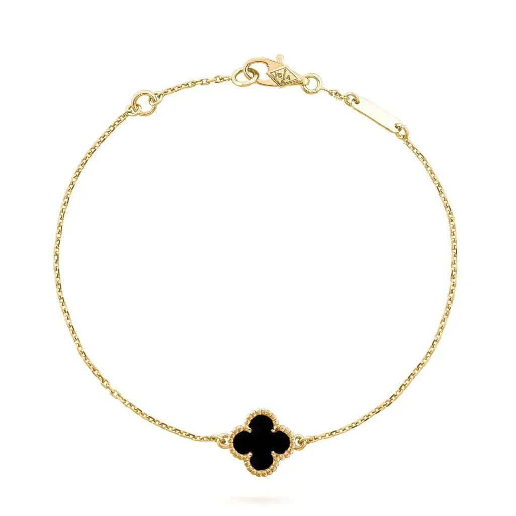 Loco CLOVER ONYX SINGLE FLOWER BRACELET