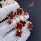 Loco CLOVER EARRINGS CARNELIAN 4 MOTIFS PINK GOLD