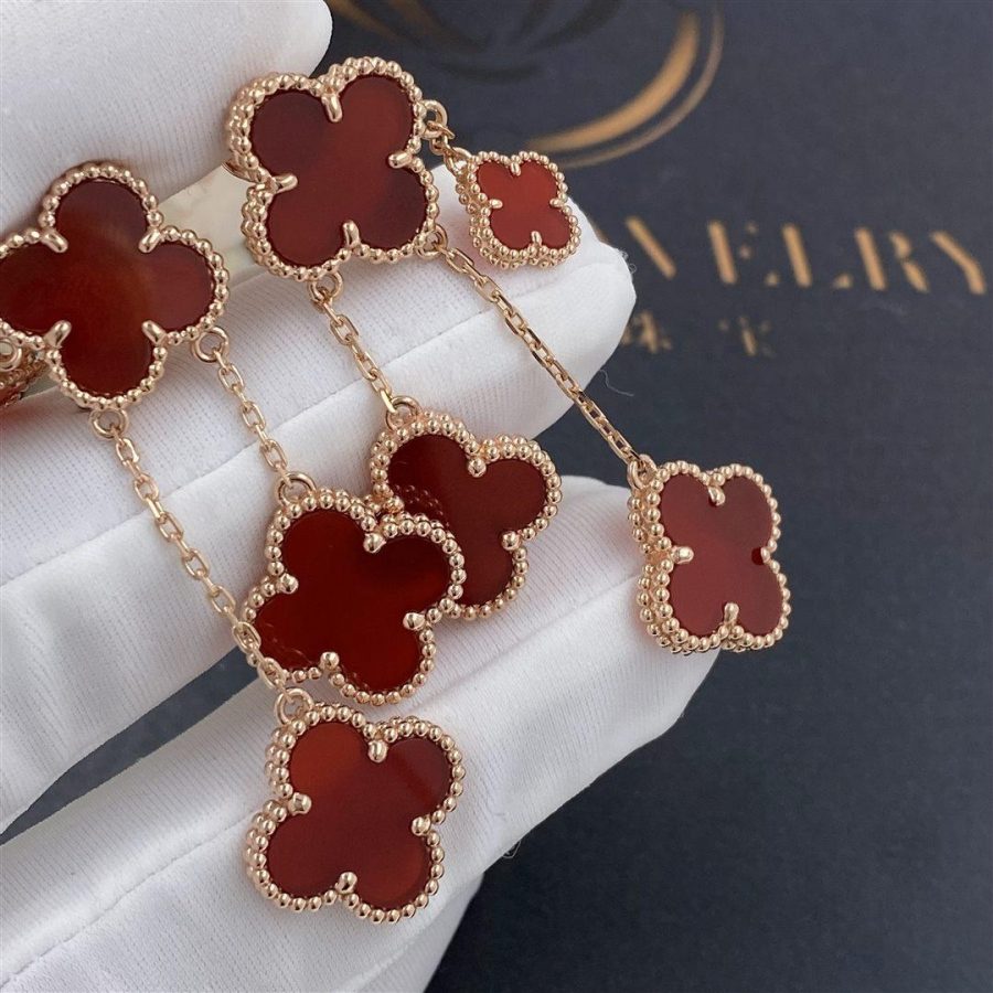 Loco CLOVER EARRINGS CARNELIAN 4 MOTIFS PINK GOLD