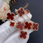 Loco CLOVER EARRINGS CARNELIAN 4 MOTIFS PINK GOLD