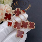 Loco CLOVER EARRINGS CARNELIAN 4 MOTIFS PINK GOLD