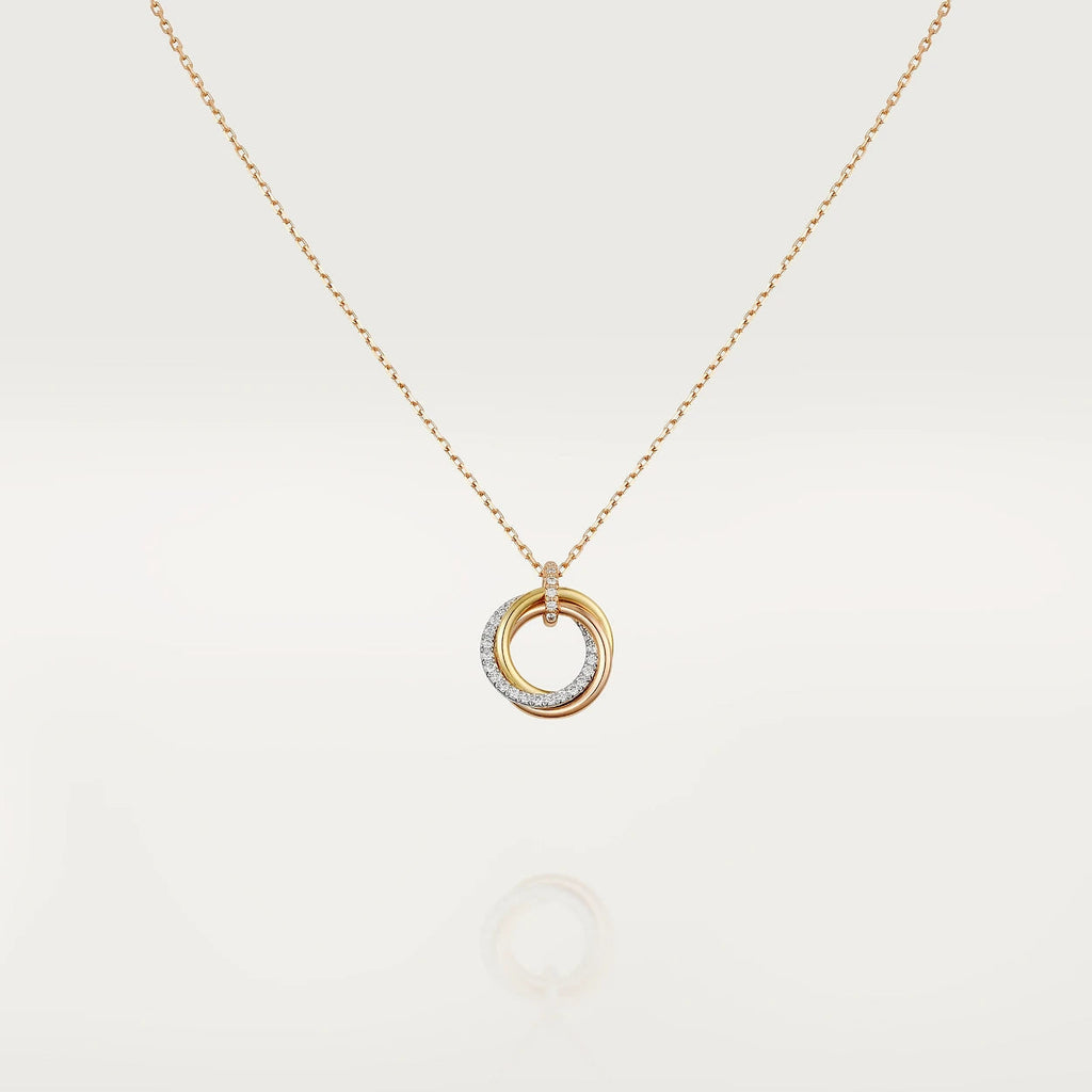 Loco TRINITY NECKLACE SILVER GOLD PINK GOLD DIAMONDS