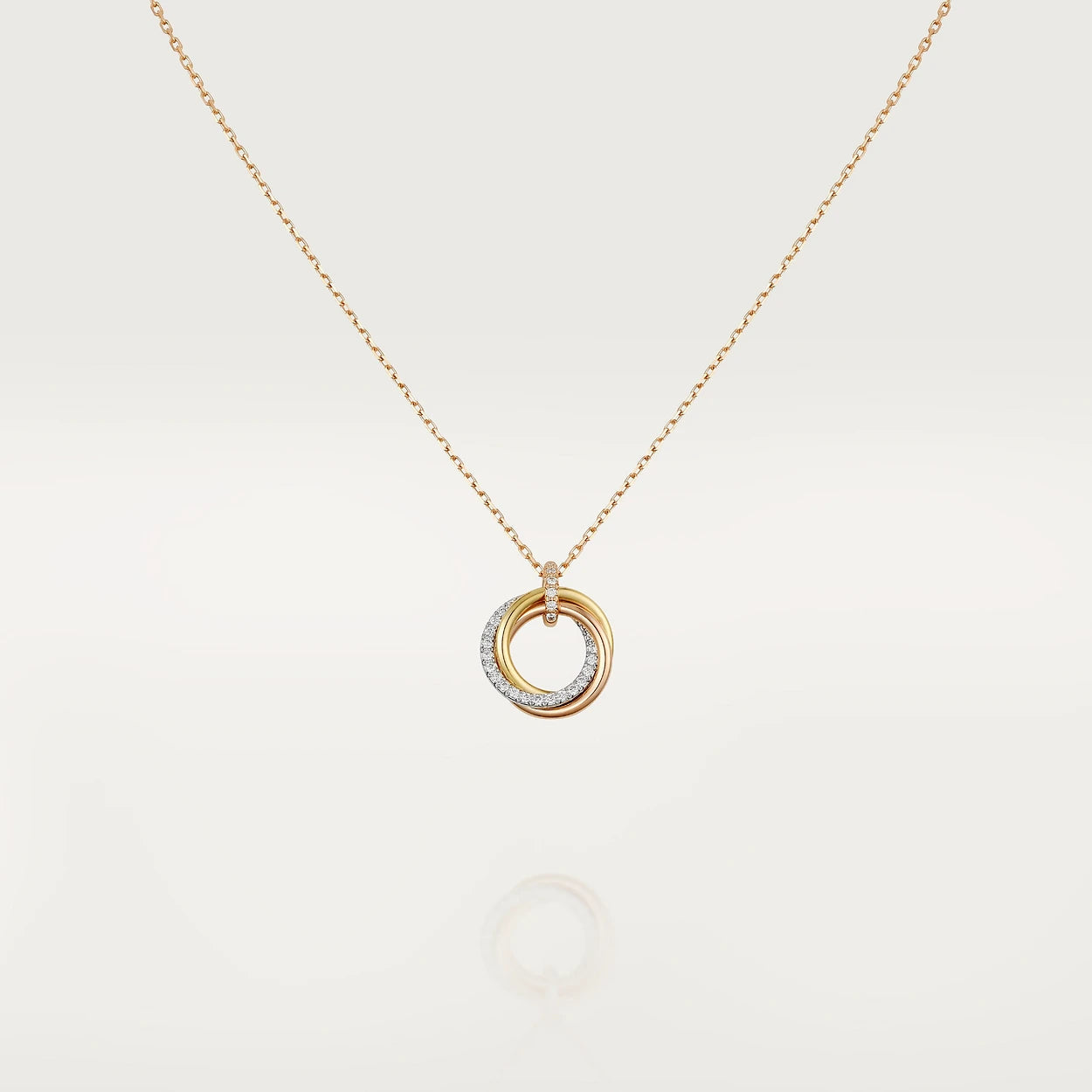 Loco TRINITY NECKLACE SILVER GOLD PINK GOLD DIAMONDS