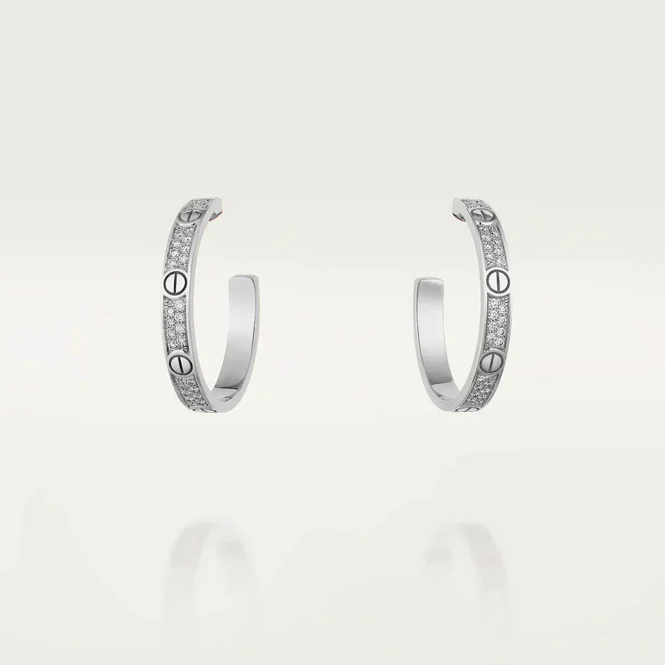Loco LOVE DIAMOND SILVER HOOP EARRINGS