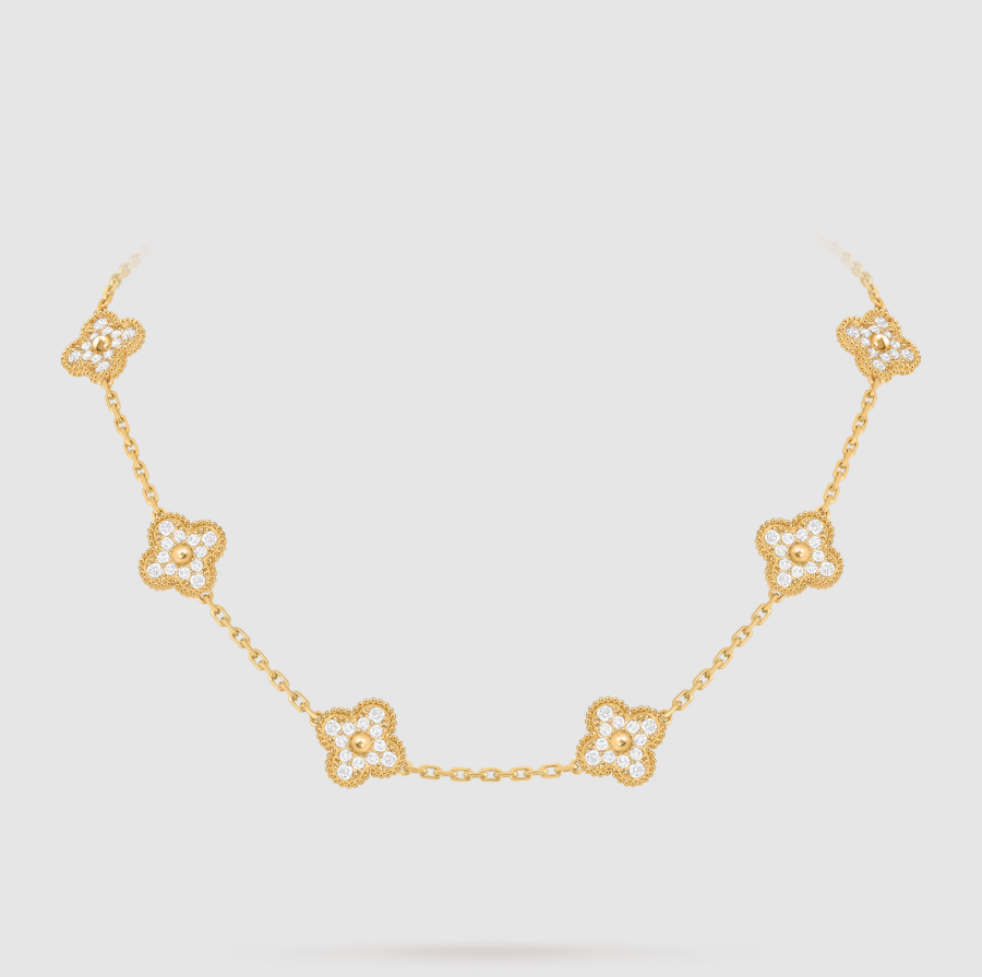 [Loco ]CLOVER 10 MOTIFS FULL DIAMOND NECKLACE