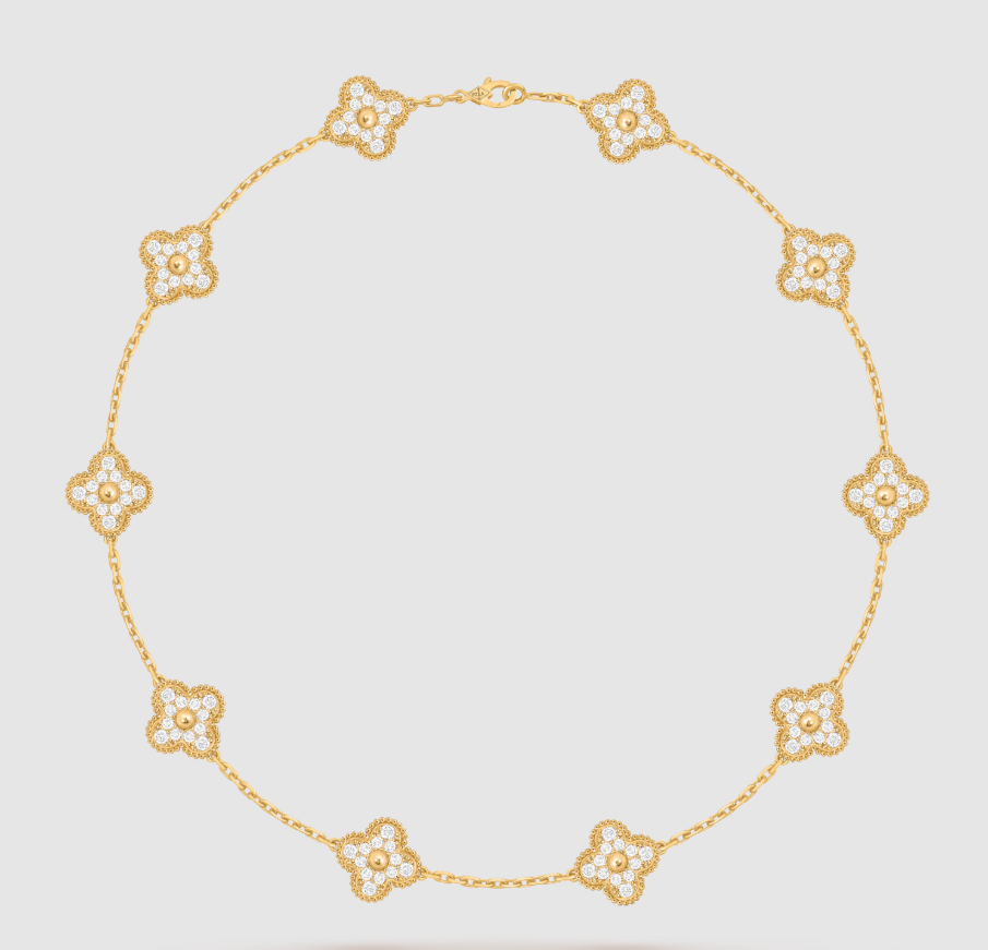 [Loco ]CLOVER 10 MOTIFS FULL DIAMOND NECKLACE