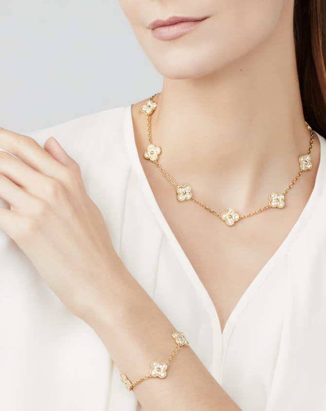 [Loco ]CLOVER 10 MOTIFS FULL DIAMOND NECKLACE