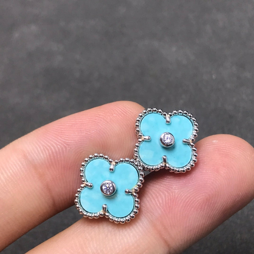 Loco CLOVER 1 DIAMOND BLUE SKY SILVER EARRINGS