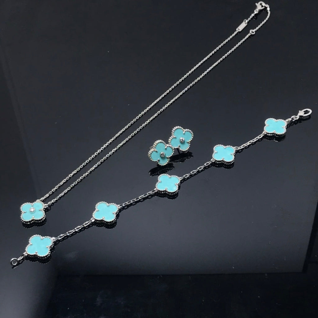 Loco CLOVER 1 DIAMOND BLUE SKY SILVER EARRINGS