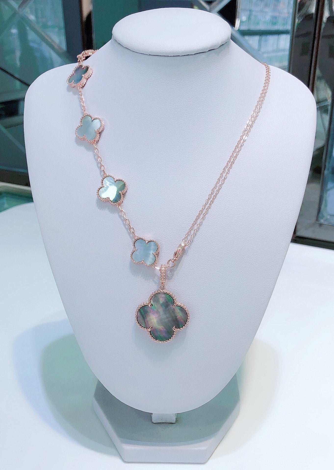 Loco COMBINED BRACELET 5 MOTIFS AND NECKLACE DARK MOP ROSE GOLD