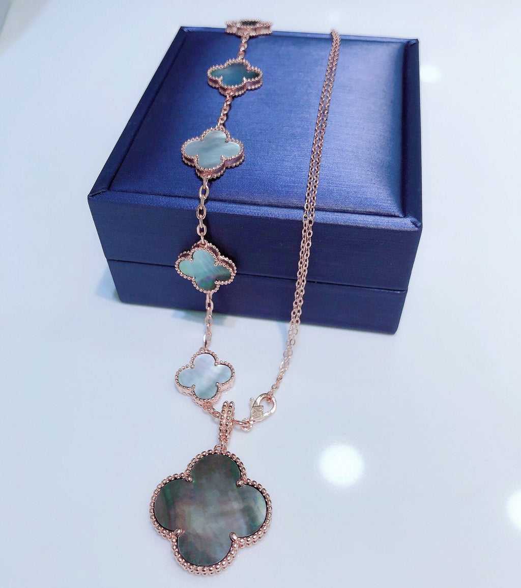 Loco COMBINED BRACELET 5 MOTIFS AND NECKLACE DARK MOP ROSE GOLD
