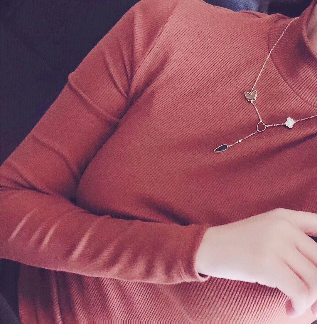 Loco LUCKY SPRING 4 MOTIFS ROSE GOLD NECKLACE