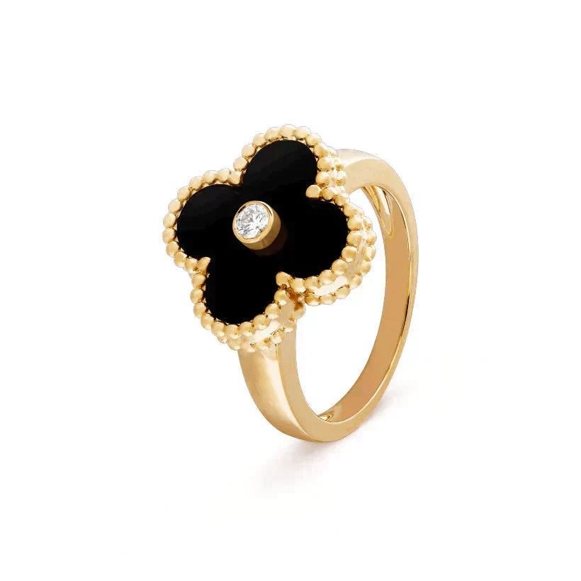 Loco CLOVER ONYX RING GOLD DIAMOND