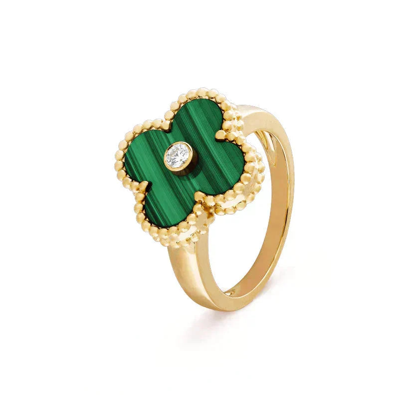 Loco CLOVER MALACHITE RING GOLD DIAMOND